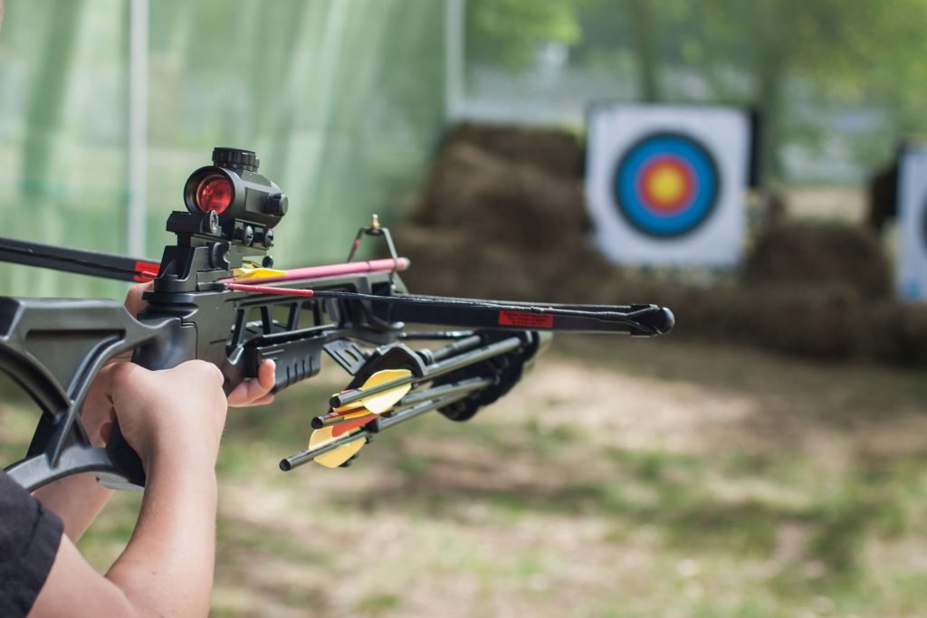 Crossbow archery — crossbow on a shooting range