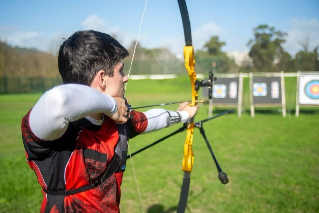 Olympic archery — recurve bow on a target range