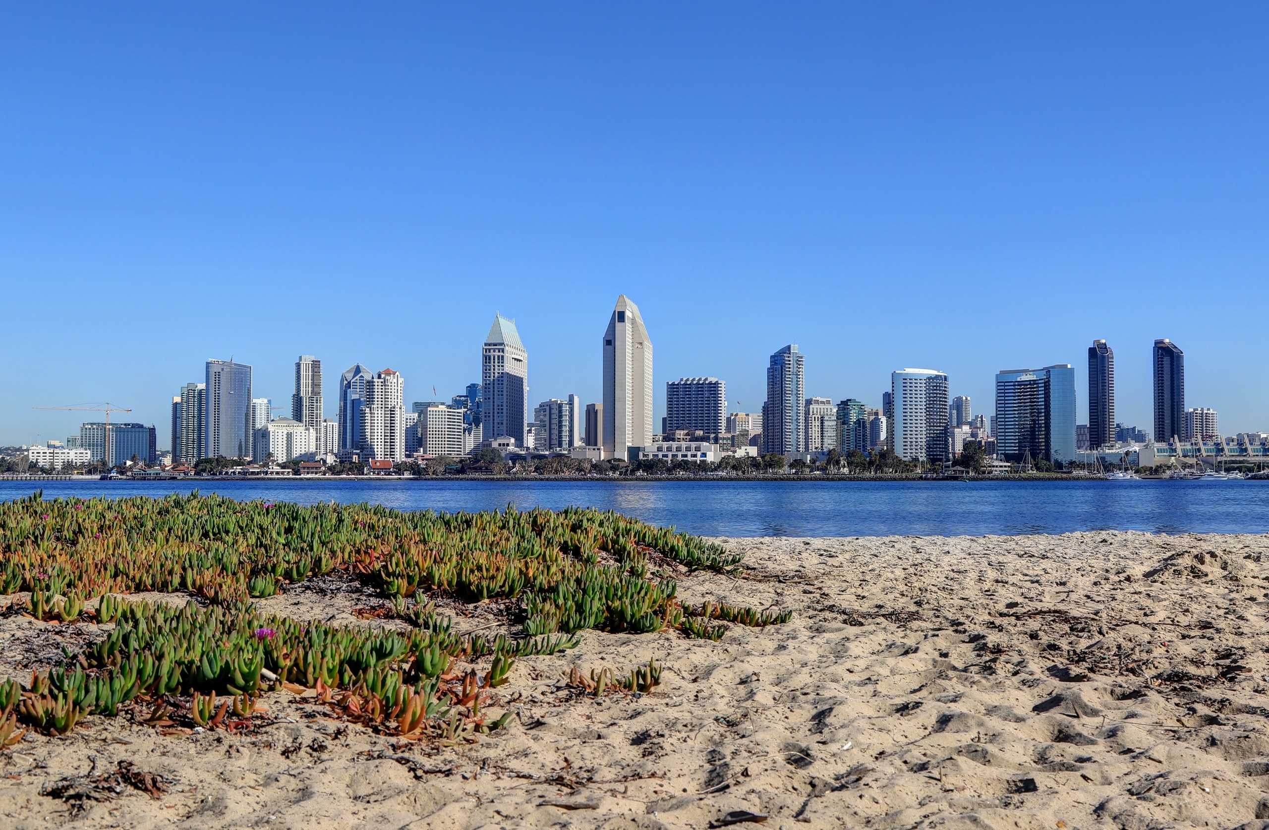 California coast and city skyline