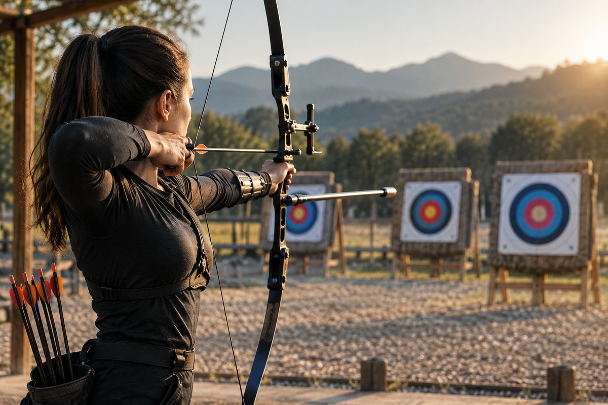 Archer practicing at a target