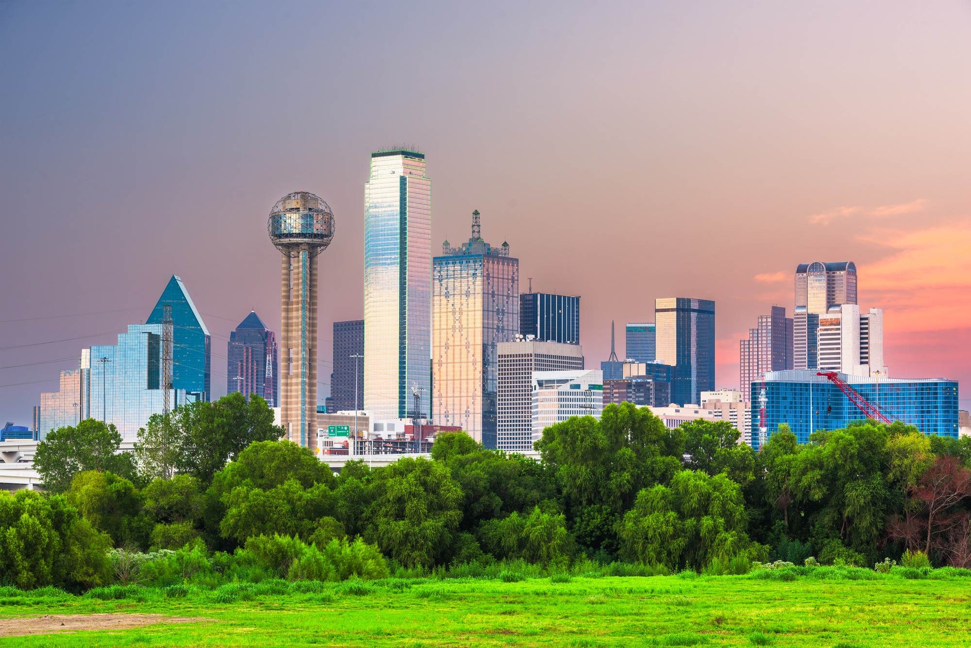 Dallas skyline at sunset