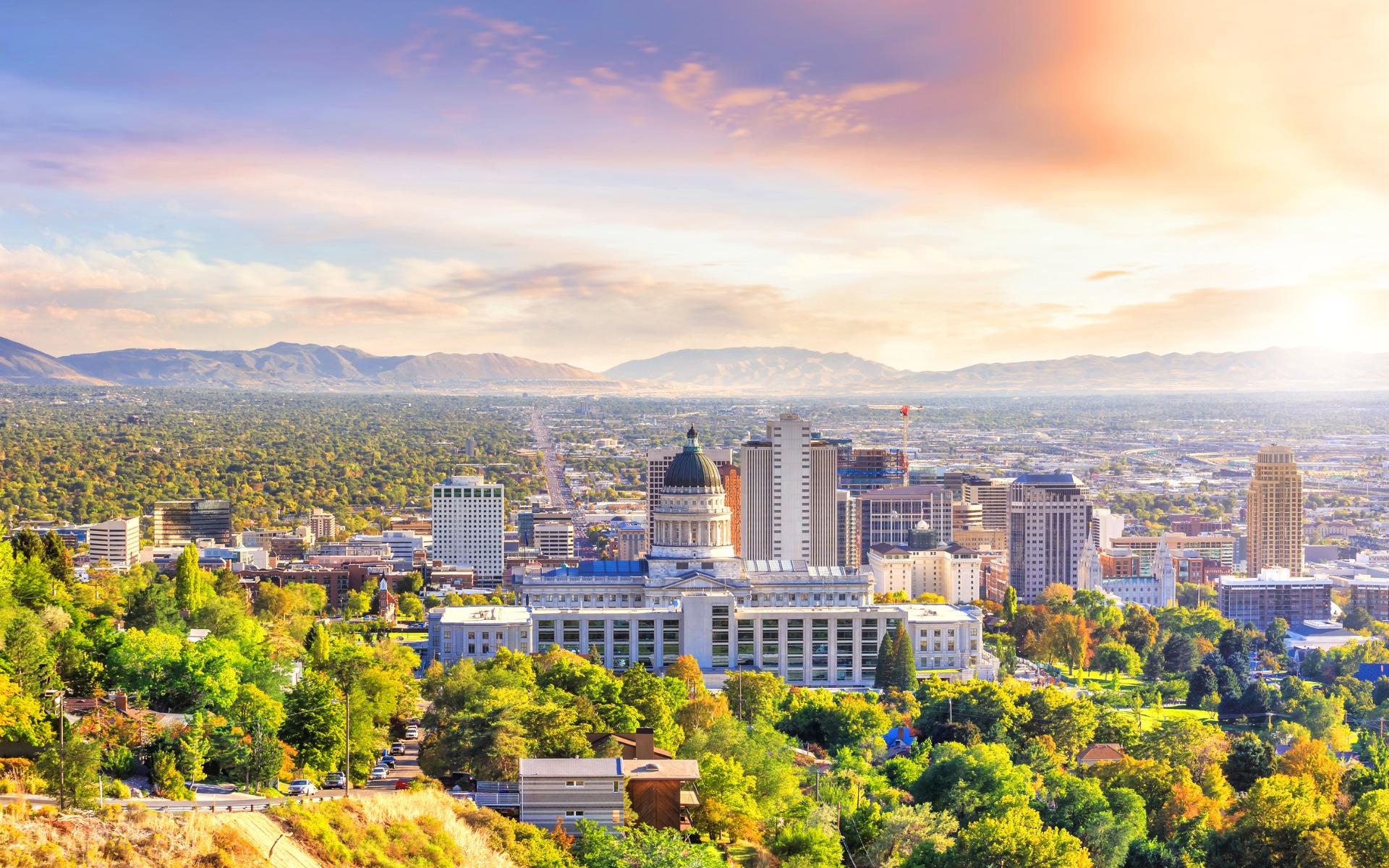 Salt Lake City skyline with the Wasatch Range