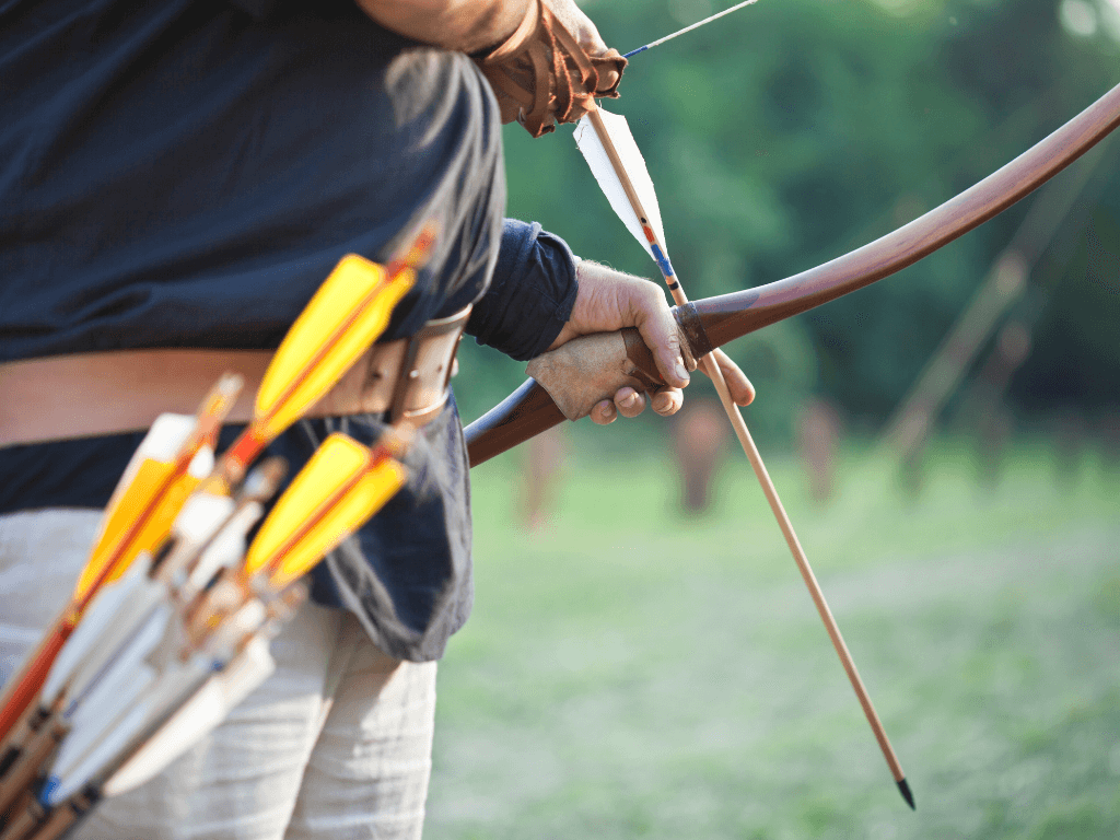 Editorial illustration of the bow draw